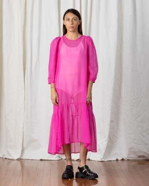 Ali GoldenPEASANT DRESS - NEON PINK - Image 5