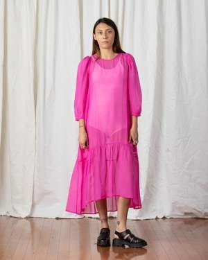 Ali GoldenPEASANT DRESS - NEON PINK - Image 8