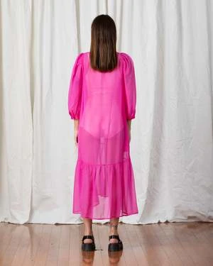 Ali GoldenPEASANT DRESS - NEON PINK - Image 11