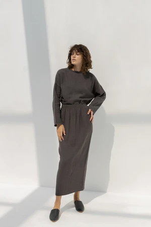 Black CraneLong Skirt - Grey - Image 4