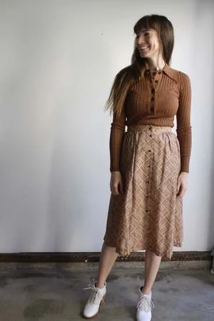 VintageButton Front Skirt