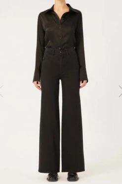 DL 1961Hepburn Wide Leg Jeans - Jet Black