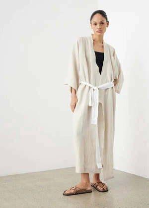 Deiji StudiosThe 02 Robe - Oatmeal With White Tie