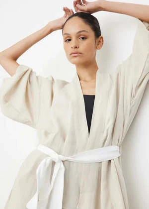 Deiji StudiosThe 02 Robe - Oatmeal With White Tie - Image 4