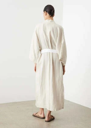 Deiji StudiosThe 02 Robe - Oatmeal With White Tie - Image 5