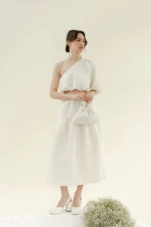 Bronze AgeFancy Field Crinkle Crepe Skirt - White - Image 2