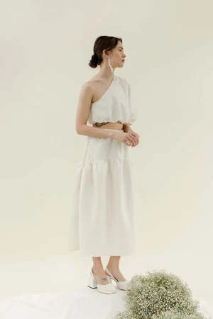 Bronze AgeFancy Field Crinkle Crepe Skirt - White - Image 4