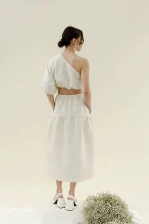 Bronze AgeFancy Field Crinkle Crepe Skirt - White - Image 5