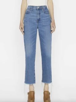 FrameLe Jane Crop Raw Fray Denim - Caramia