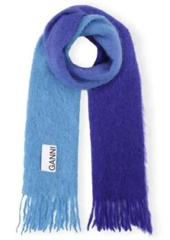 GanniMohair Gradient Scarf - Silver/Lake Blue