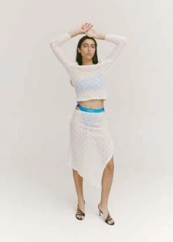 Permanent VacationImpression Lace Skirt - Ivory