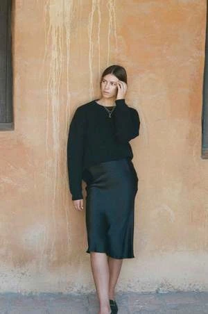 Merritt CharlesKendall Silk Bias Cut Slip Skirt - Black - Image 2