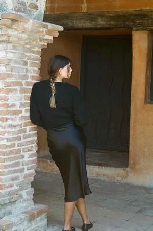 Merritt CharlesKendall Silk Bias Cut Slip Skirt - Black - Image 4