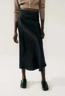 Silk LaundryLong Satin Bias Skirt