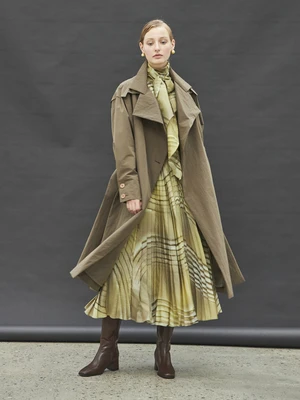 Maison De InesMarble Pleated Skirt - Khaki - Image 5