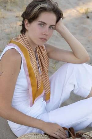 MANNER MARKETManner Market Anne Silk Scarf - Pink/Copper