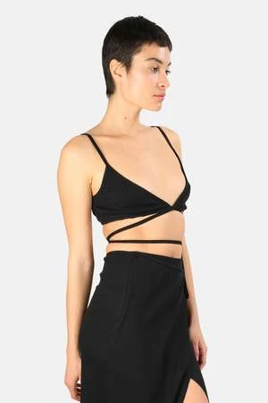 The RangeMass Rib Tie Wrap Bralette - Jet Black - Image 2
