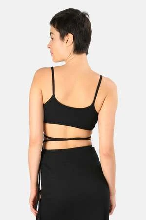 The RangeMass Rib Tie Wrap Bralette - Jet Black - Image 3