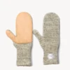 Upstate StockOatmeal Melange Ragg Wool Mitten With Natural Deerskin - Grey