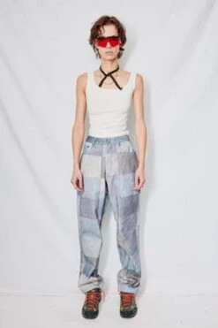 AssemblyPatchwork Print Denim Five Pocket Jean - Blue