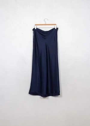 Brazeau TricotPetal Garbo Silk Tie Skirt - Navy - Image 2