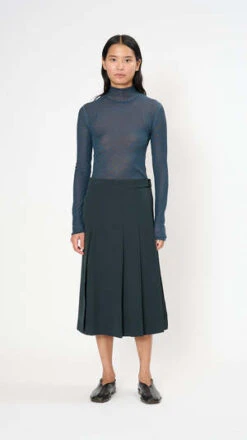 LemairePleated Wrap Skirt - Caviar
