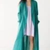 SALUAClassic Long Woven Cotton Robe - Royal Teal