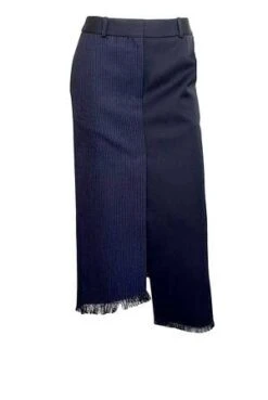 RoheDouble Fabric Skirt - Navy Pinstripe/Black