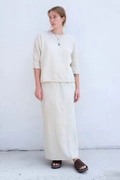 Black CraneLong Skirt - Cloud