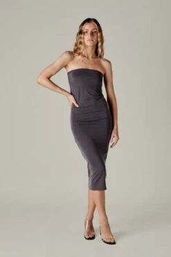 St. AgniStrapless Jersey Midi Dress - Graphite