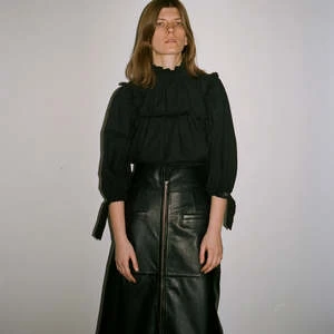 Sea New YorkLidia A-Line Leather Skirt - Black - Image 4