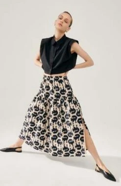 Silk LaundryCotton Silk 80s Skirt - Wolves