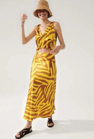 Silk LaundryLong Bias Cut Skirt - Tiger Matisse - Image 3