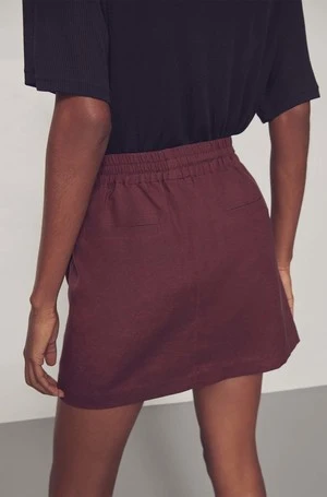 Silk LaundryYAK BLEND A-LINE MINI SKIRT - PORT - Image 3