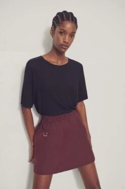 Silk LaundryYAK BLEND A-LINE MINI SKIRT - PORT