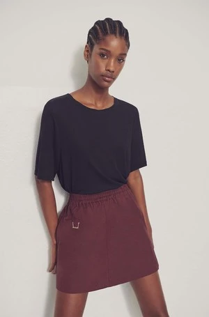 Silk LaundryYAK BLEND A-LINE MINI SKIRT - PORT