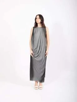 SanctamuerteSleeveless Satin Dress - Gray