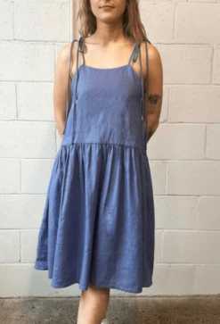Eliza FaulknerTig Dress - Periwinkle Blue Linen