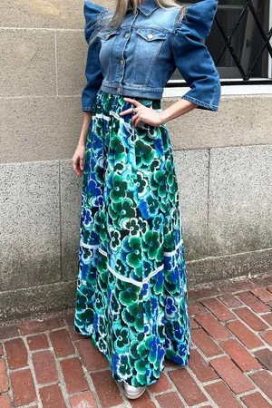 VivettaMaxi Skirt - Pansy Print