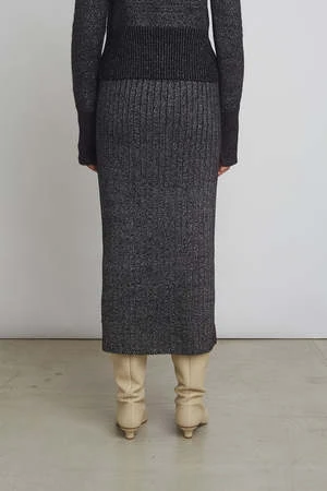 ELEVEN SIXZoe Skirt - Black/Silver Lurex - Image 3