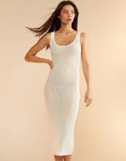 CYNTHIA ROWLEYZia Crochet Knit Dress - White